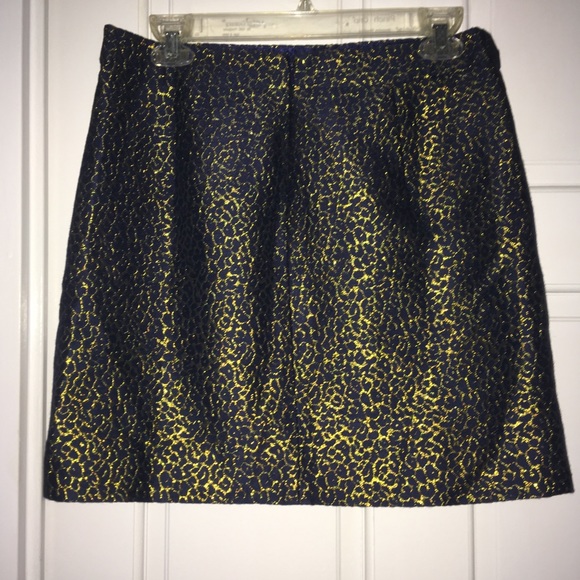 J.Crew navy blue/gold animal print mini skirt